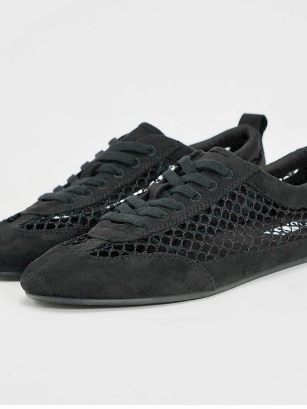 Zara Black Suede and Mesh Sneakers Like New